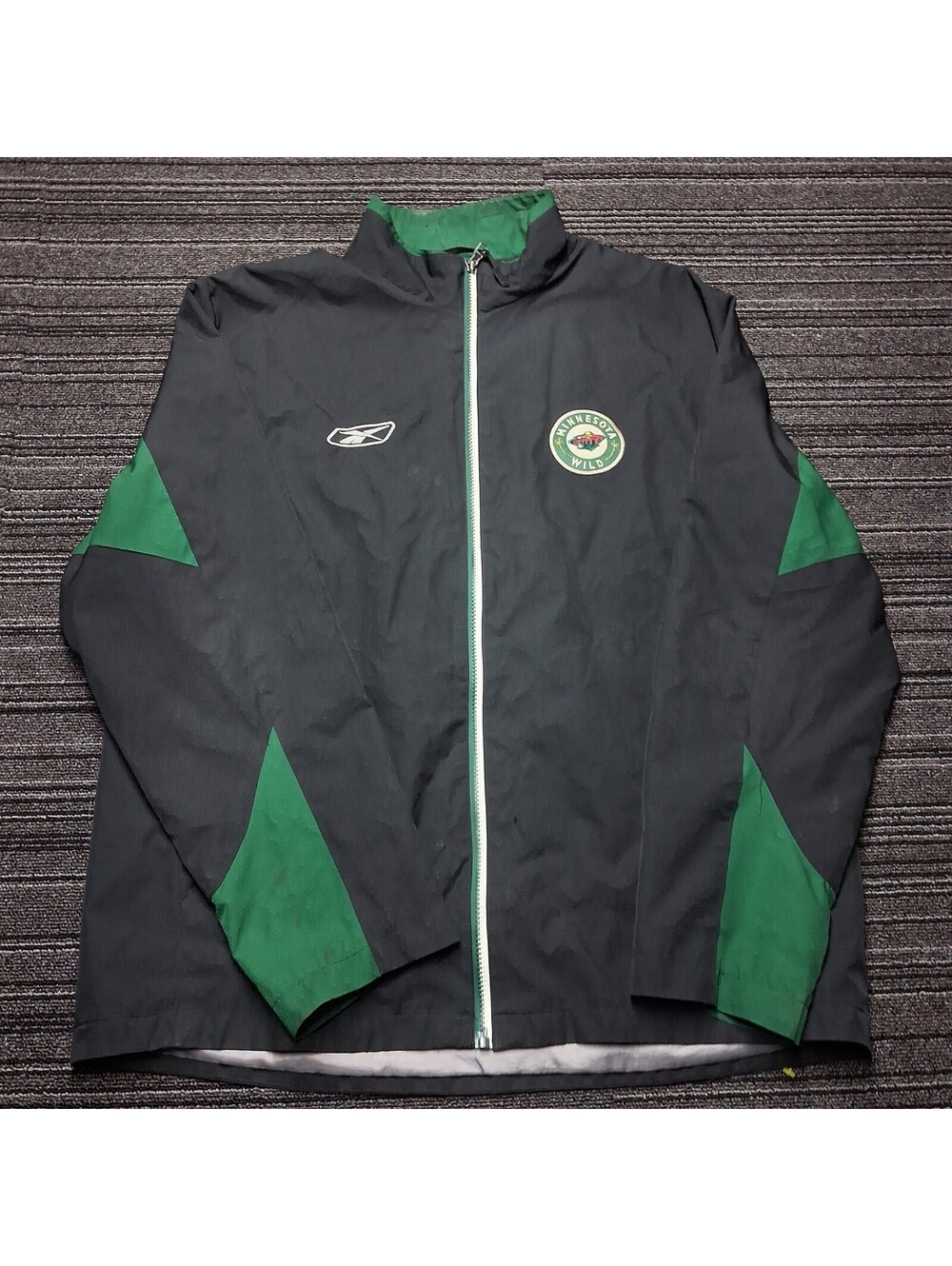 Minnesota Wild Reebok Center Ice Jacket Mens Medium Black Green Full Zip NHL